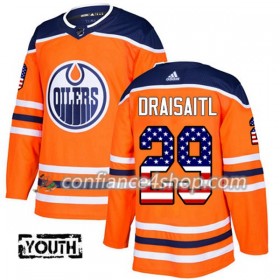 Adidas Maillot de Hockey Edmonton Oilers Leon Draisaitl 29 2017-2018 Orange USA Flag Fashion Authentic - Enfant